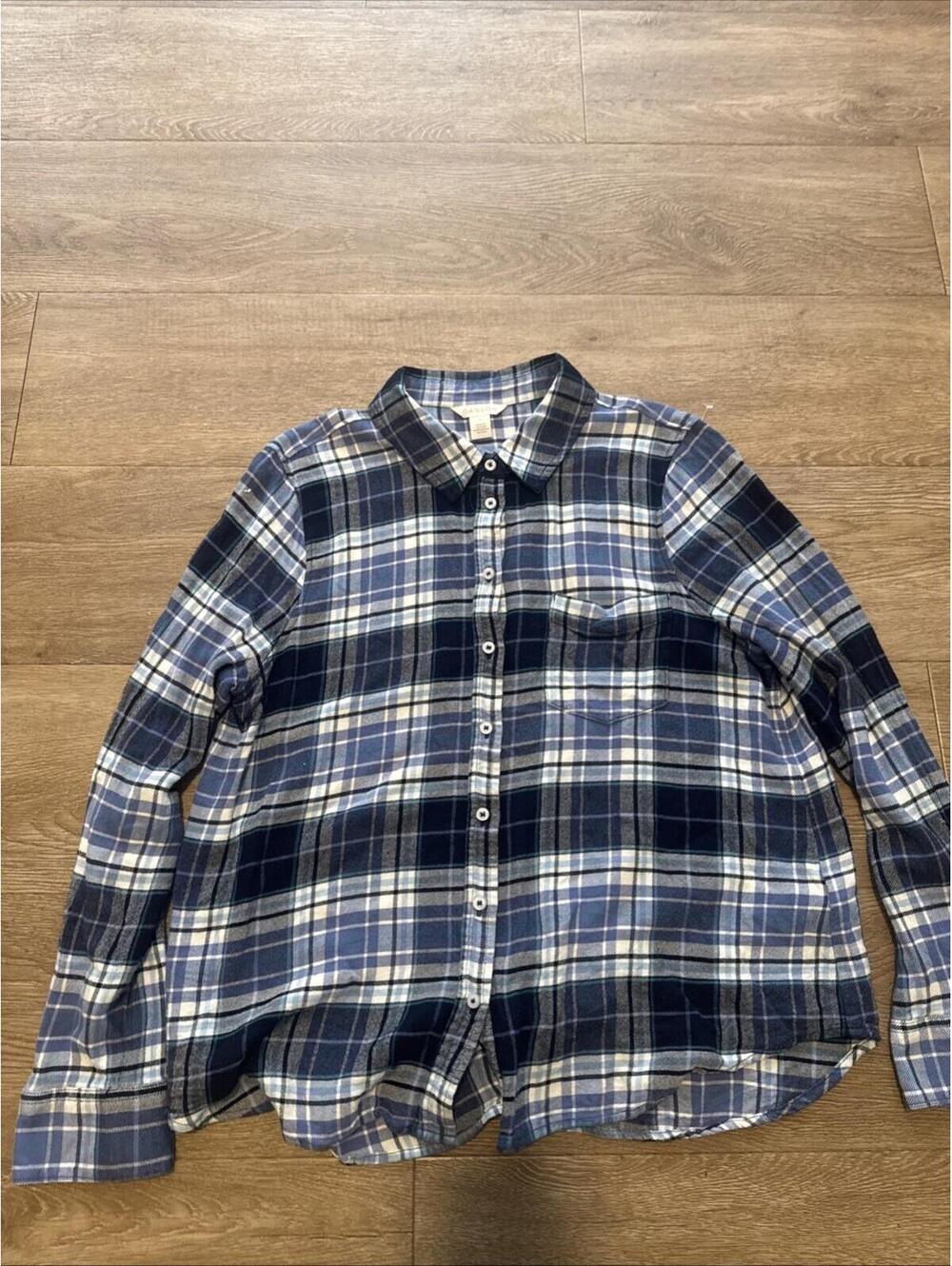 NWT Caslon Boy’s Flannel L Blue Noelle Plaid